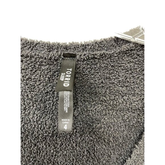 Torrid Teddy Long Sleeve Lounge Sweatshirt Relaxed Size 4X Plus Size 26 Black - Picture 4 of 6